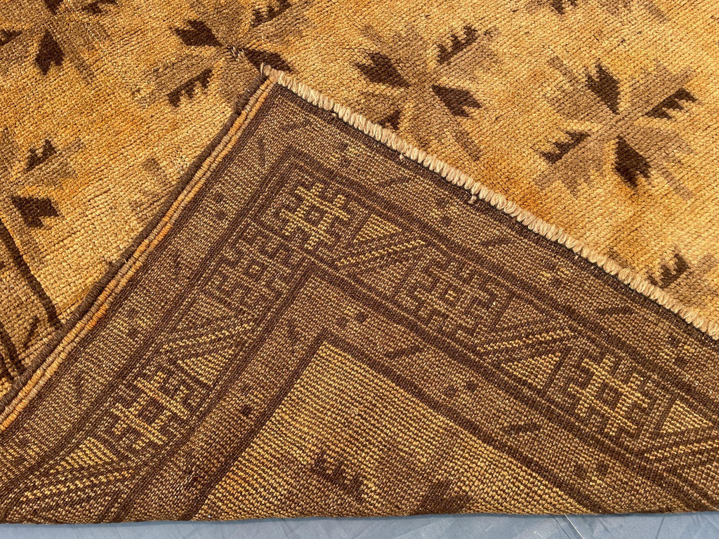 5x8 ft Brown Vintage Handwoven Tribal Wool Geometric Carpet - Living Room Carpet