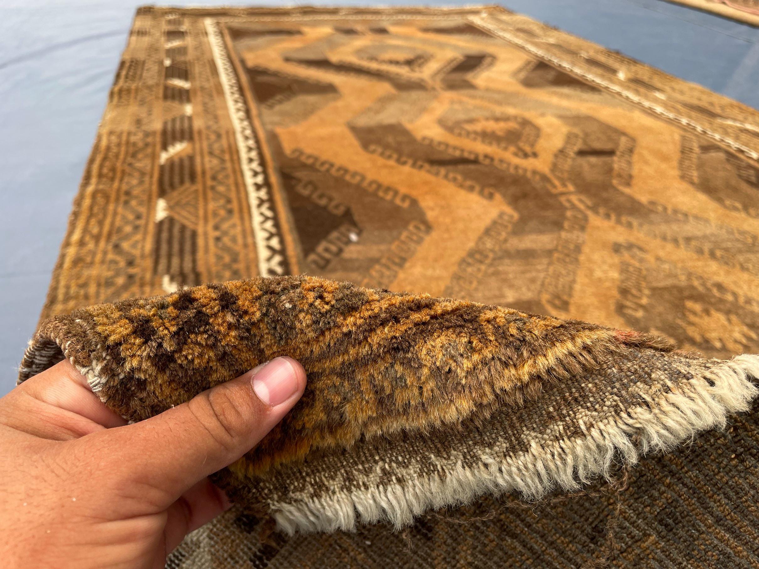 Handmade Antique Afghan Tribal Wool High Pile Wool Carpet - Kitchen Decor