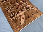 3×4.4 Ft Vintage Afghan Baluchi Rug, Handmade Wool Tribal Area Rug, Brown Geometric Carpet, Rustic Boho Decor