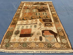 3x5 ft Handmade Wool Tribal Area Rug, Brown Geometric Carpet, Rustic Boho Decor - Antique Nomadic Home Accent