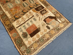 3x5 ft Handmade Wool Tribal Area Rug, Brown Geometric Carpet, Rustic Boho Decor - Antique Nomadic Home Accent