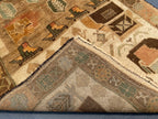 3x5 ft Handmade Wool Tribal Area Rug, Brown Geometric Carpet, Rustic Boho Decor - Antique Nomadic Home Accent
