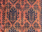 Rust Red Brown Vintage Afghan Area Rug 6.6×9.7 ft, Hand Knotted Wool Oriental Carpet