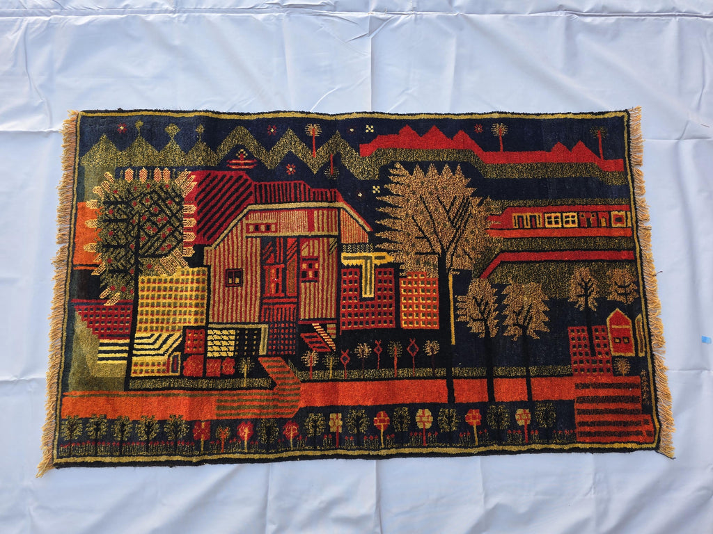 Vintage Afghan Rug 3x5 ft, Handmade Wool Tribal Rug, Abstract Geometric Area Rug