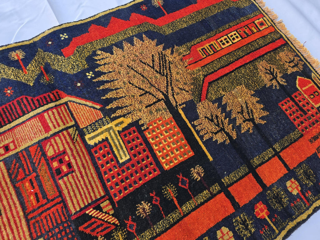Vintage Afghan Rug 3x5 ft, Handmade Wool Tribal Rug, Abstract Geometric Area Rug