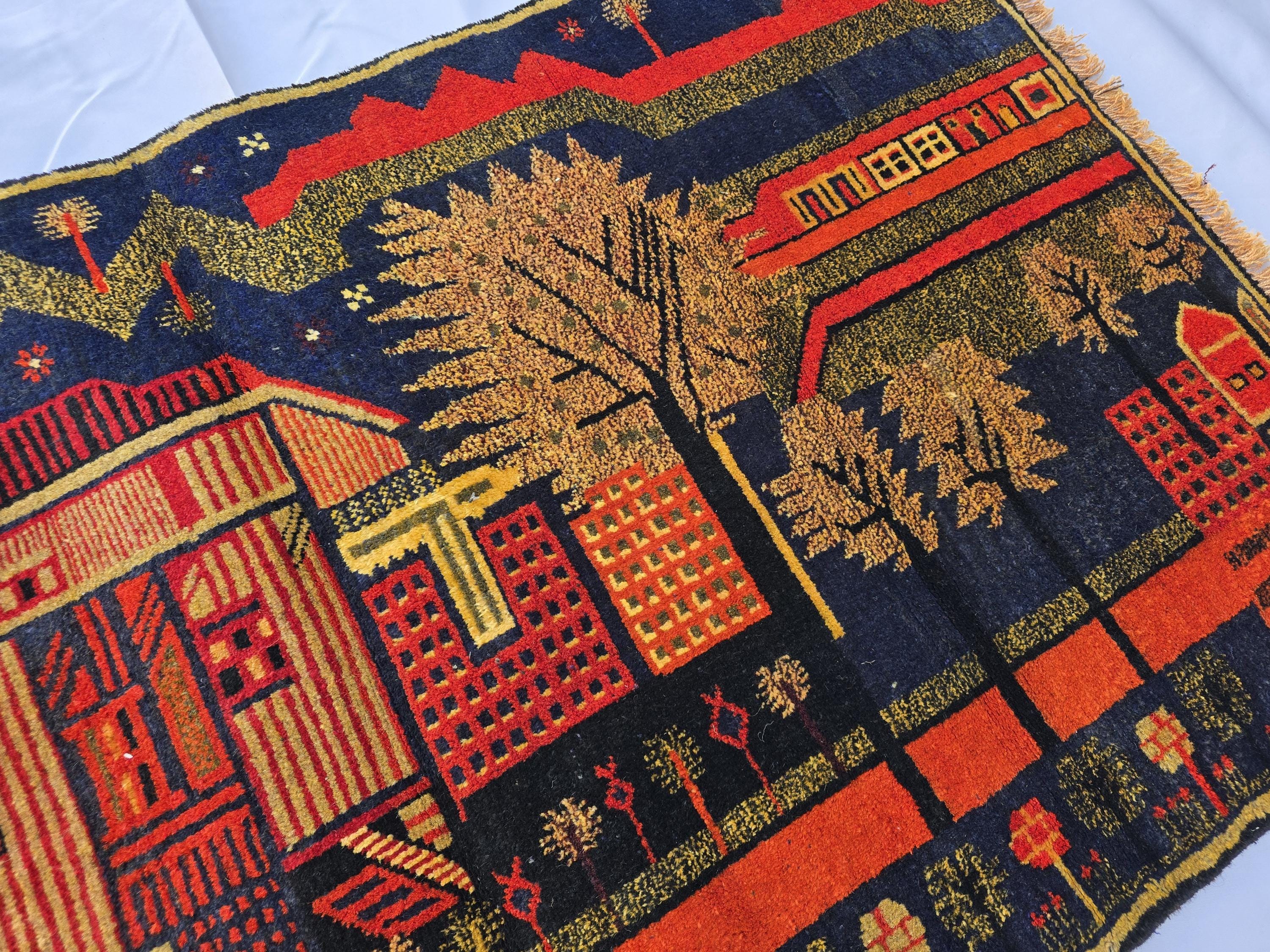 Vintage Afghan Rug 3x5 ft, Handmade Wool Tribal Rug, Abstract Geometric Area Rug