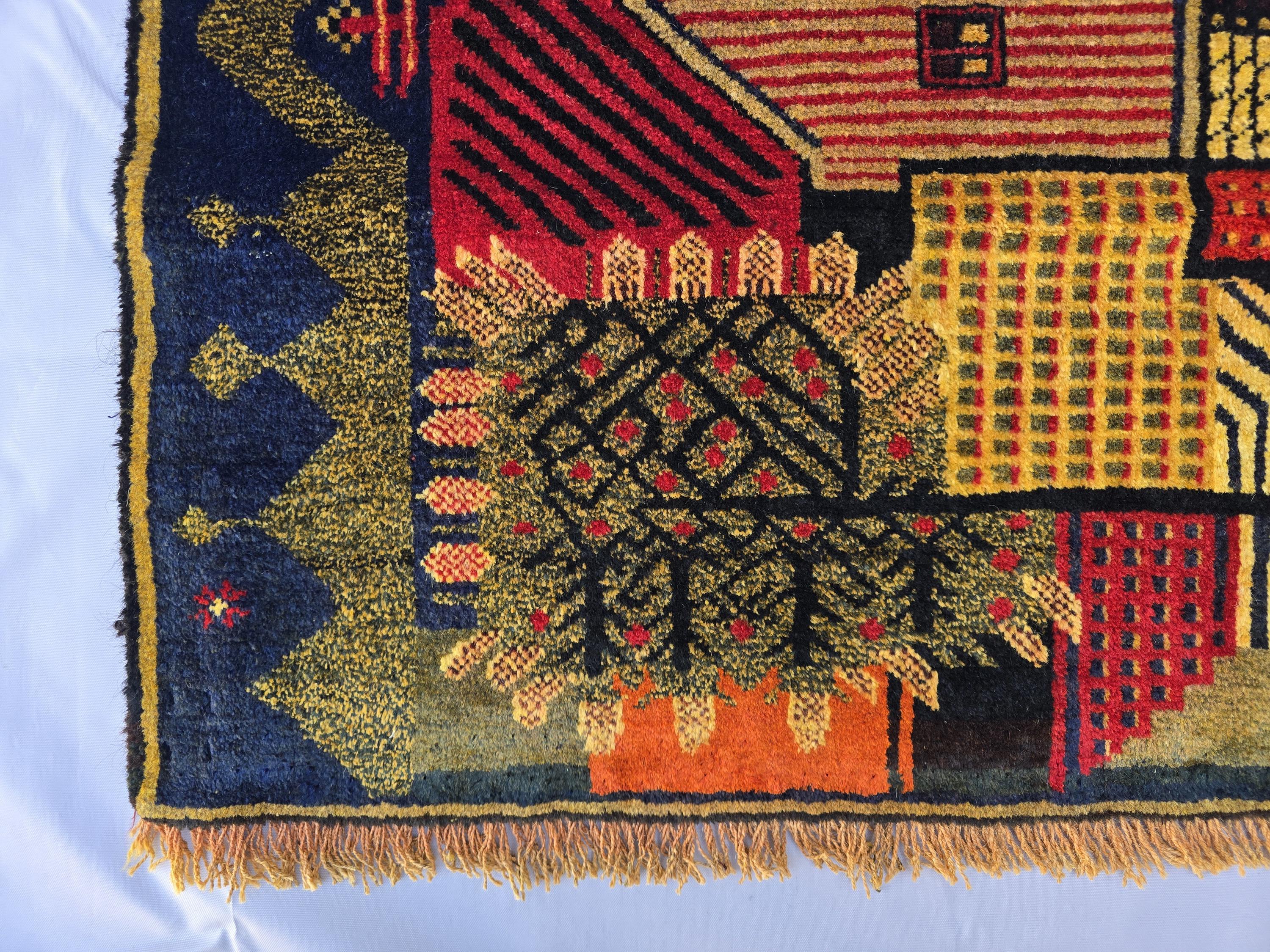 Vintage Afghan Rug 3x5 ft, Handmade Wool Tribal Rug, Abstract Geometric Area Rug