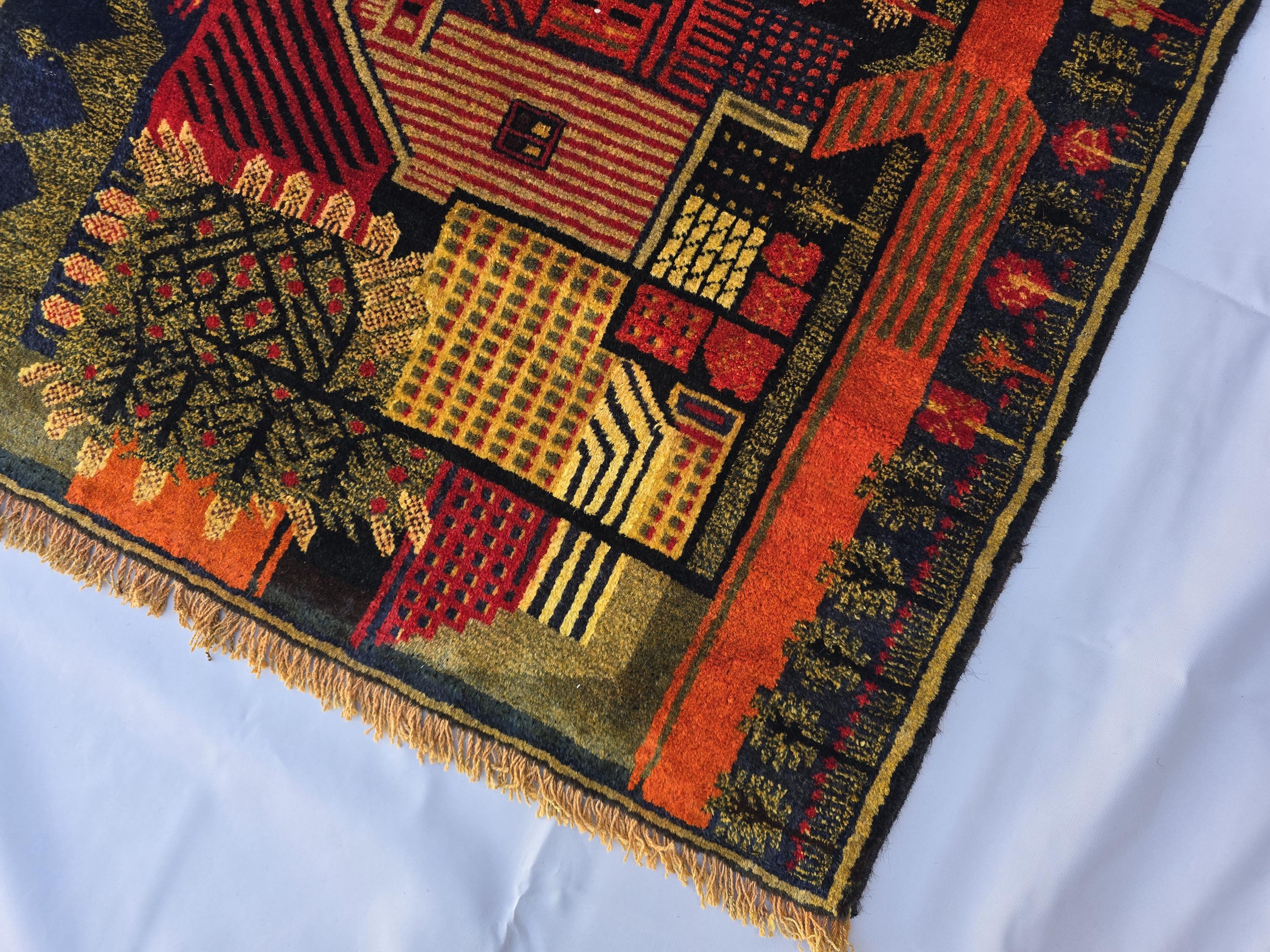 Vintage Afghan Rug 3x5 ft, Handmade Wool Tribal Rug, Abstract Geometric Area Rug