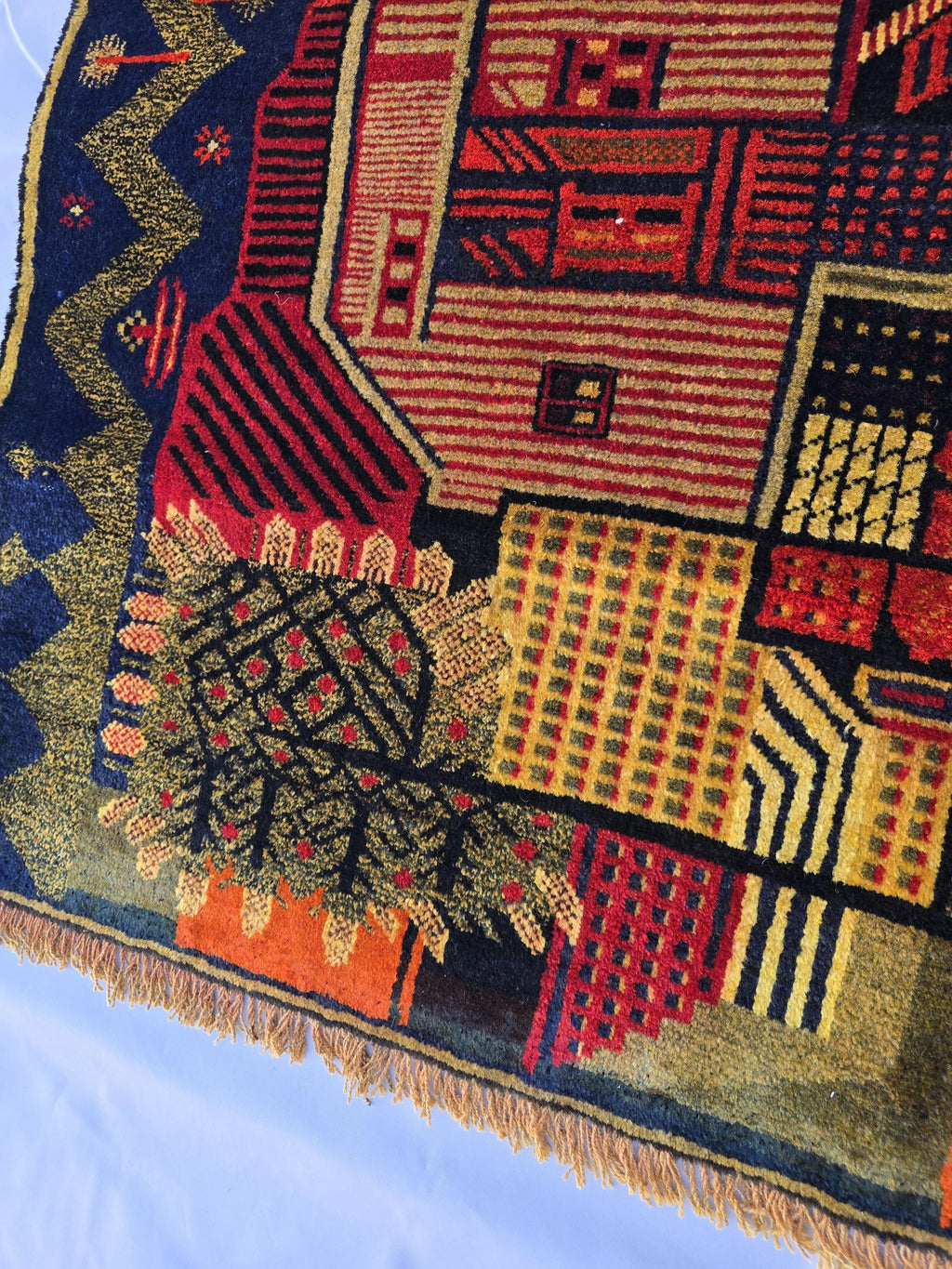 Vintage Afghan Rug 3x5 ft, Handmade Wool Tribal Rug, Abstract Geometric Area Rug