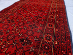 3x13 ft, Handmade Wool Rug, Traditional Tribal Runner, Red Oriental Hallway Rug, Long Narrow Boho Carpet, Geometric Rug