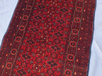 3x13 ft, Handmade Wool Rug, Traditional Tribal Runner, Red Oriental Hallway Rug, Long Narrow Boho Carpet, Geometric Rug