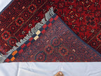3x13 ft, Handmade Wool Rug, Traditional Tribal Runner, Red Oriental Hallway Rug, Long Narrow Boho Carpet, Geometric Rug