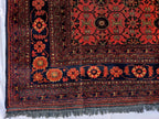 Vintage Afghan Handmade Rug 7x9 ft – Red Black Oriental Wool Area Rug