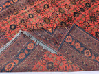 Vintage Afghan Handmade Rug 7x9 ft – Red Black Oriental Wool Area Rug