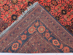 Vintage Afghan Handmade Rug 7x9 ft – Red Black Oriental Wool Area Rug