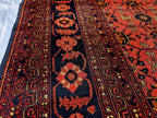 Vintage Afghan Handmade Rug 7x9 ft – Red Black Oriental Wool Area Rug