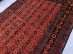Vintage Afghan Handmade Rug 7x9 ft – Red Black Oriental Wool Area Rug