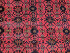 Vintage Afghan Handmade Rug 7x9 ft – Red Black Oriental Wool Area Rug