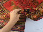 Vintage Afghan Handmade Rose Runner Rug 2.6×12.6 ft, Traditional Tribal Hallway Rug, Long Narrow Oriental Carpet