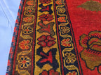 Vintage Afghan Handmade Rose Runner Rug 2.6×12.6 ft, Traditional Tribal Hallway Rug, Long Narrow Oriental Carpet