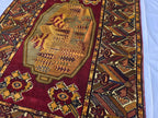 Vintage Afghan Handmade Rug 4x6 ft | Tribal Geometric Wool Carpet | Turkmen Style Oriental Area Rug