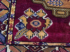Vintage Afghan Handmade Rug 4x6 ft | Tribal Geometric Wool Carpet | Turkmen Style Oriental Area Rug