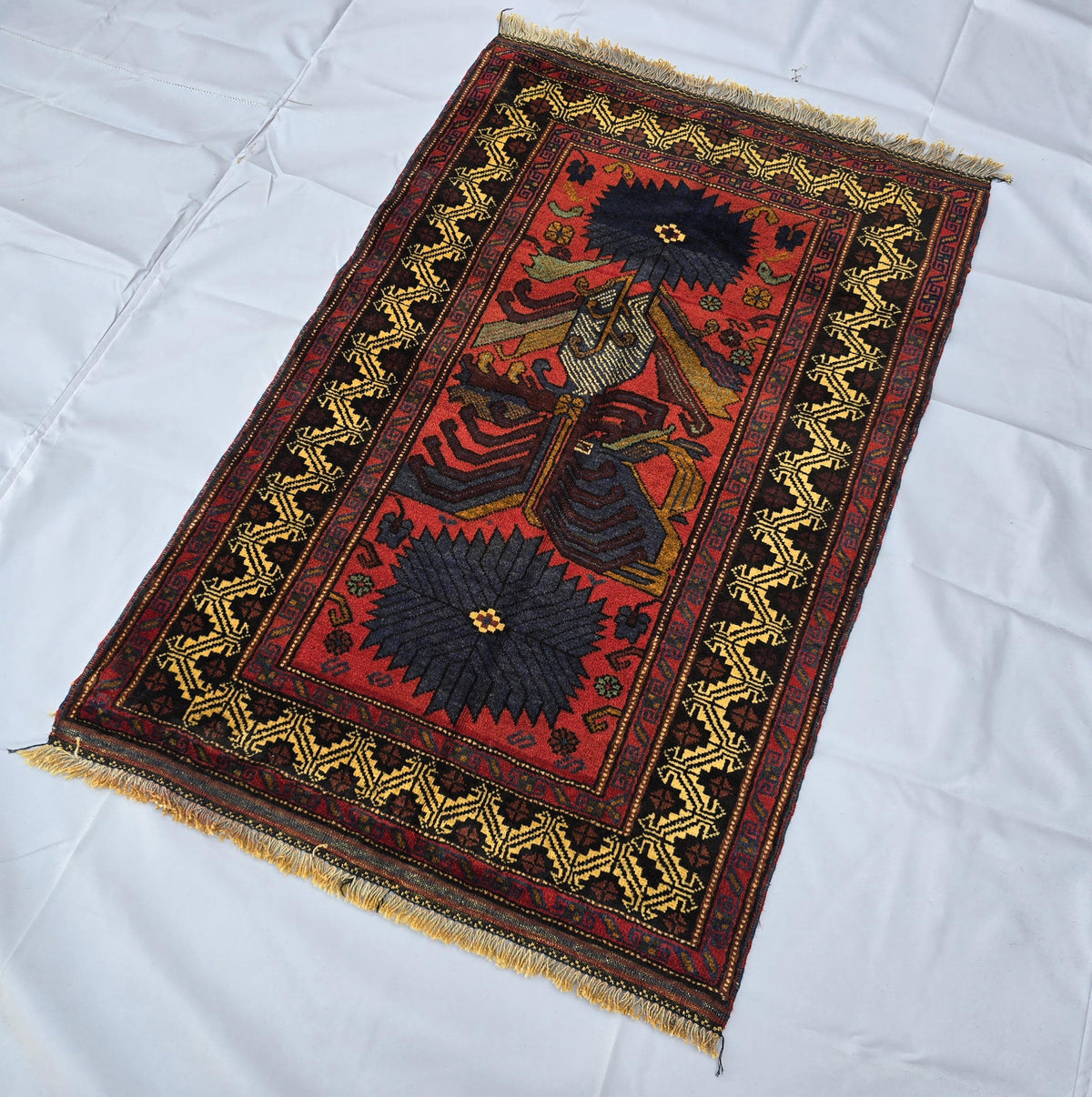 3×4 ft Handmade Baluchi Vintage Accent Size Carpet - Boho Home Decor - Bedroom, Kitchen Rug