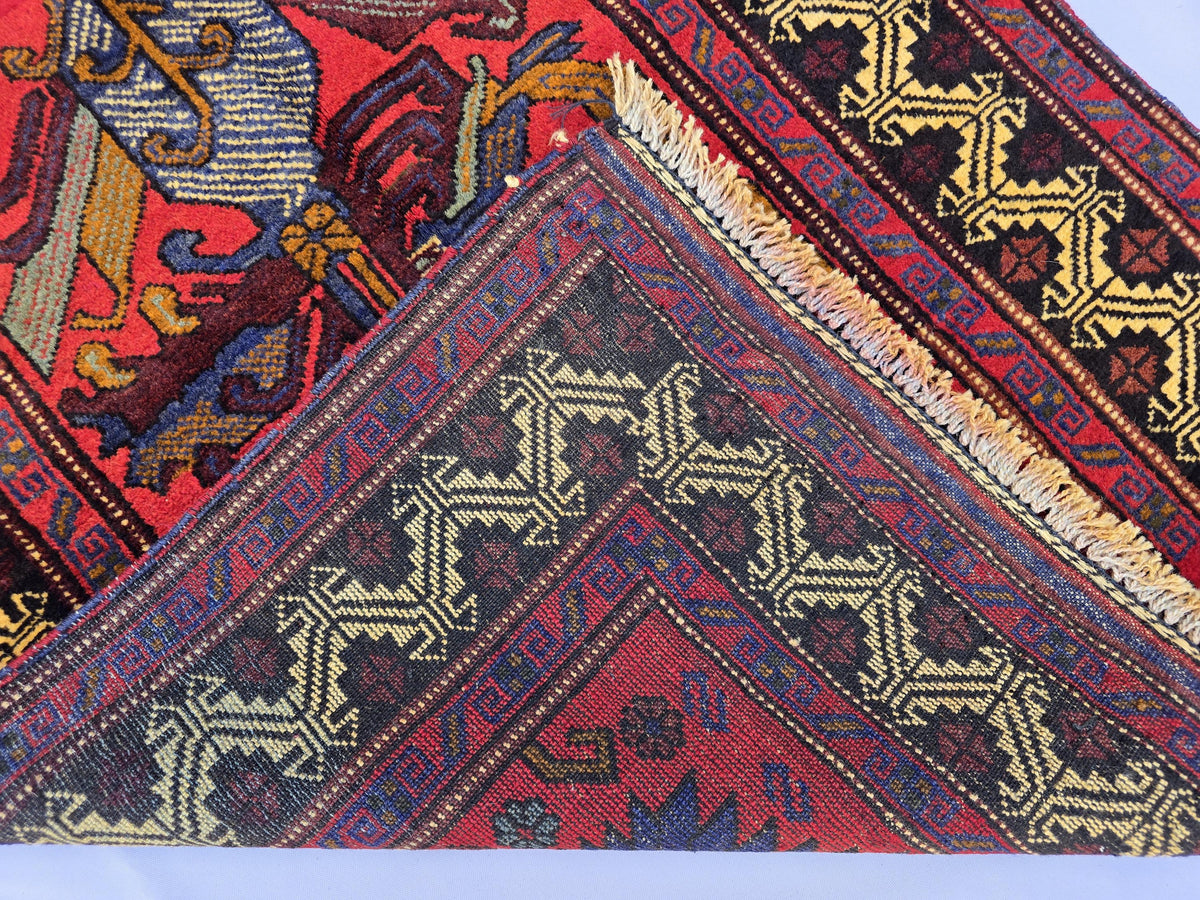 3×4 ft Handmade Baluchi Vintage Accent Size Carpet - Boho Home Decor - Bedroom, Kitchen Rug