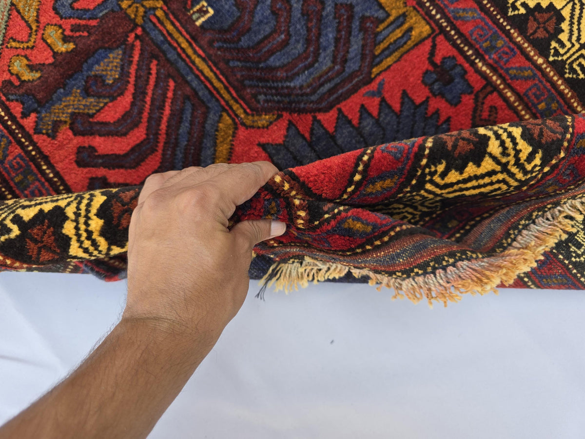 3×4 ft Handmade Baluchi Vintage Accent Size Carpet - Boho Home Decor - Bedroom, Kitchen Rug