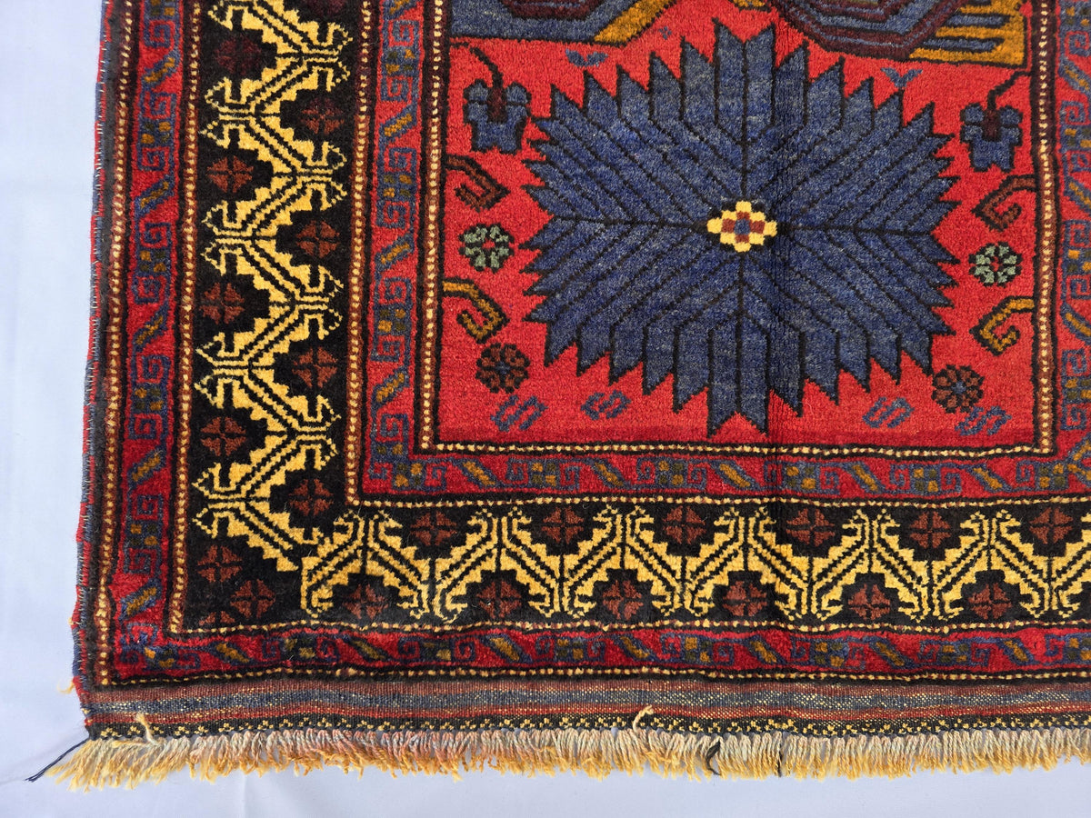 3×4 ft Handmade Baluchi Vintage Accent Size Carpet - Boho Home Decor - Bedroom, Kitchen Rug