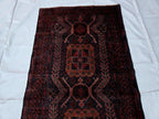Dark Red 3x9 Vintage Tribal Runner Rug, Geometric Hallway Carpet, Turkmen Long Narrow Rug with Medallions