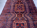Dark Red 3x9 Vintage Tribal Runner Rug, Geometric Hallway Carpet, Turkmen Long Narrow Rug with Medallions