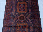 Dark Red 3x9 Vintage Tribal Runner Rug, Geometric Hallway Carpet, Turkmen Long Narrow Rug with Medallions