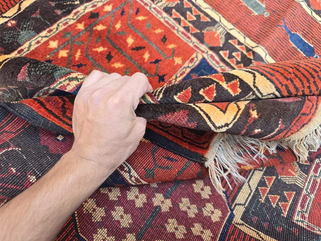 Handmade Antique Afghan Baluchi Wool Rug - Carpet for Living Room - Rustic Home Decor 6.5×8.5 ft
