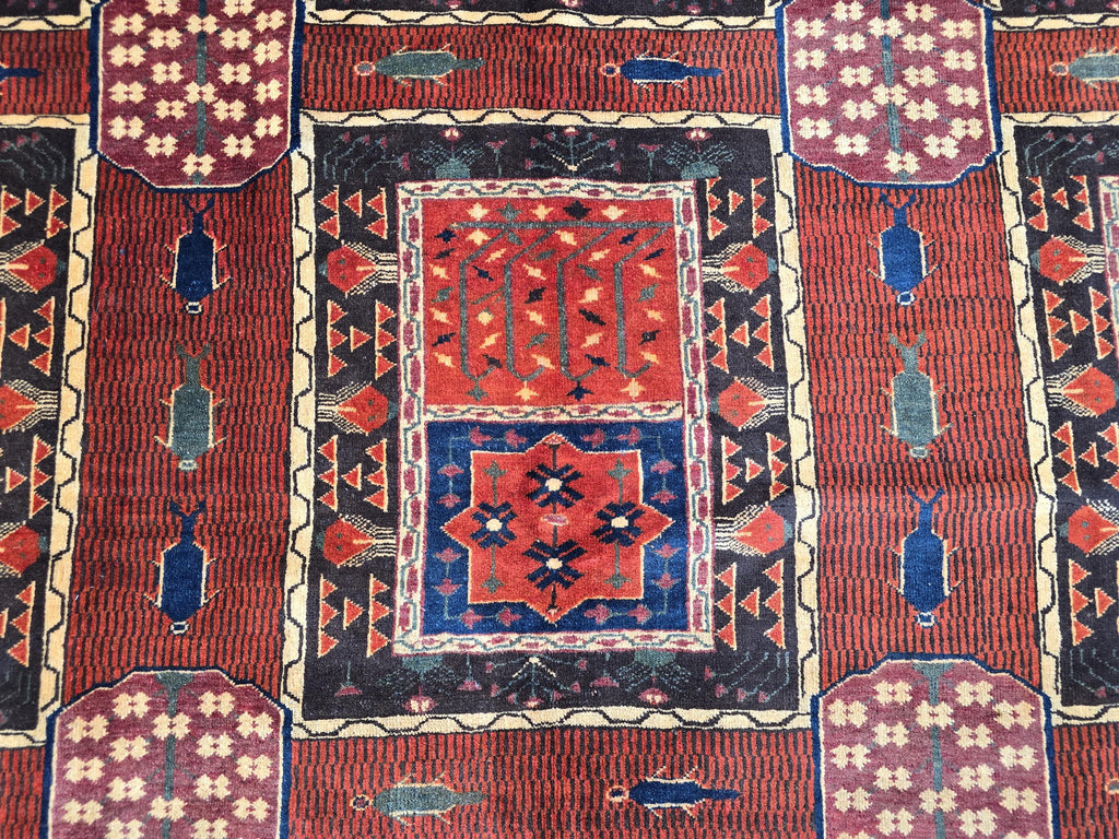 Handmade Antique Afghan Baluchi Wool Rug - Carpet for Living Room - Rustic Home Decor 6.5×8.5 ft