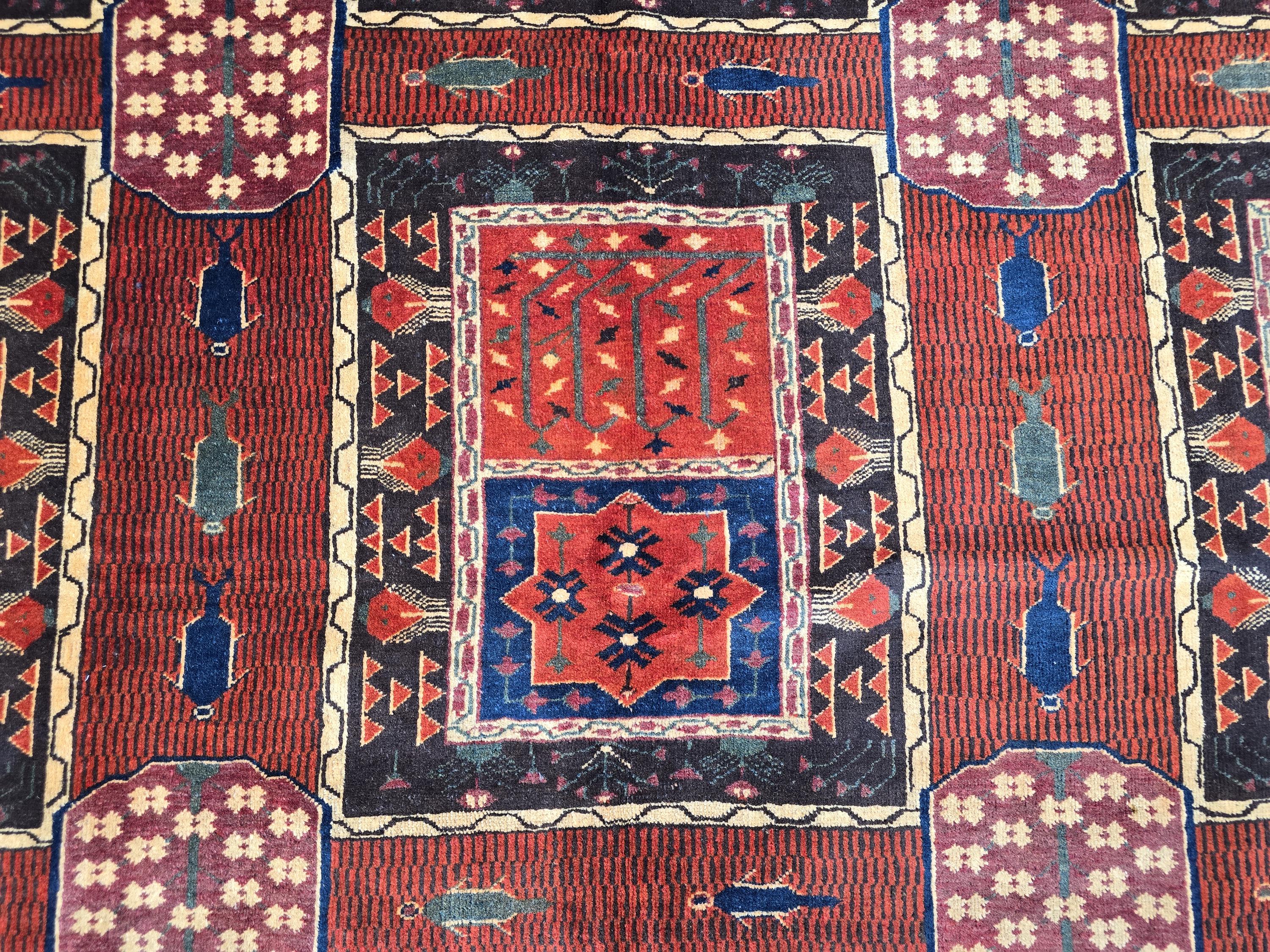 Handmade Antique Afghan Baluchi Wool Rug - Carpet for Living Room - Rustic Home Decor 6.5×8.5 ft