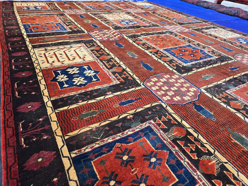Handmade Antique Afghan Baluchi Wool Rug - Carpet for Living Room - Rustic Home Decor 6.5×8.5 ft