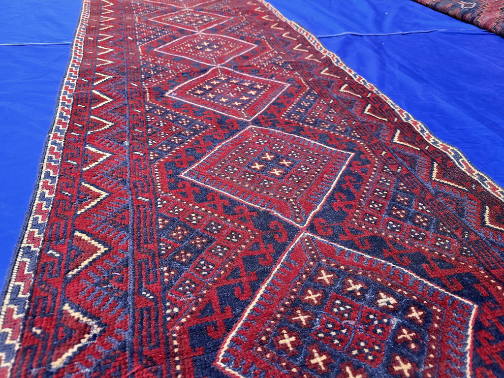 Vintage Afghan Kilim Runner Rug 2x8.5 Ft, Handmade Wool Tribal Runner, Rustic Boho Long Narrow Carpet