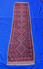 Vintage Afghan Kilim Runner Rug 2x8.5 Ft, Handmade Wool Tribal Runner, Rustic Boho Long Narrow Carpet