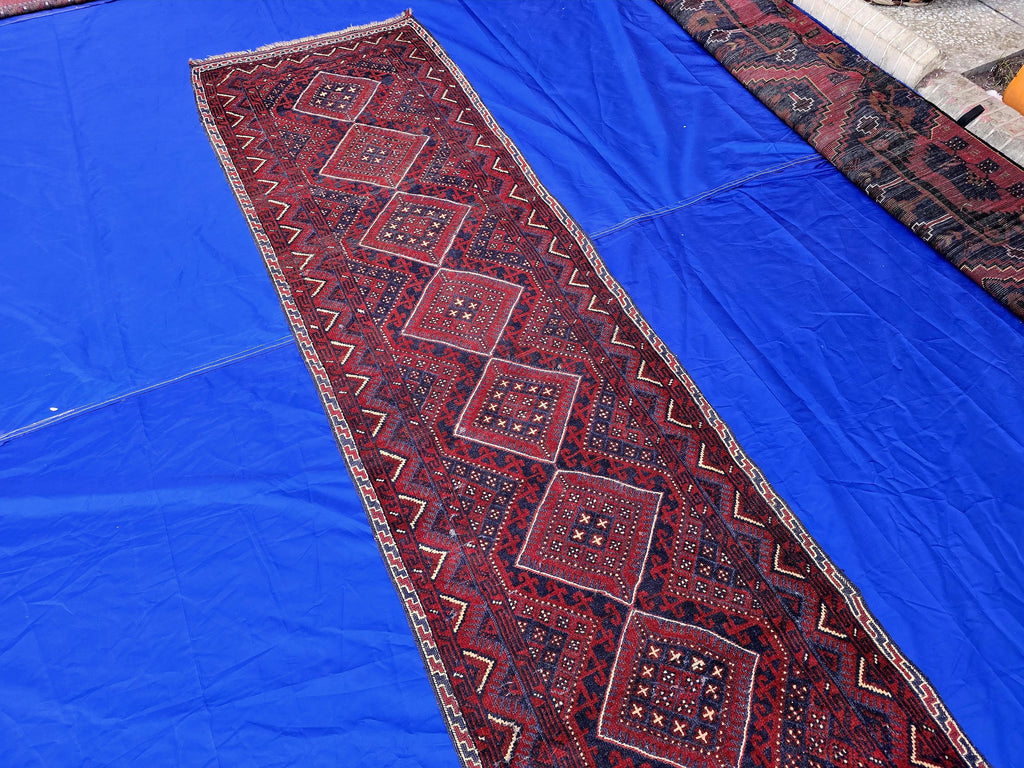 Vintage Afghan Kilim Runner Rug 2x8.5 Ft, Handmade Wool Tribal Runner, Rustic Boho Long Narrow Carpet