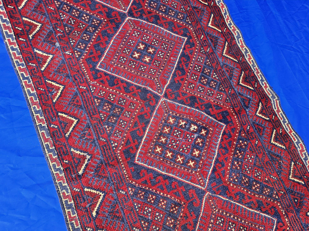 Vintage Afghan Kilim Runner Rug 2x8.5 Ft, Handmade Wool Tribal Runner, Rustic Boho Long Narrow Carpet