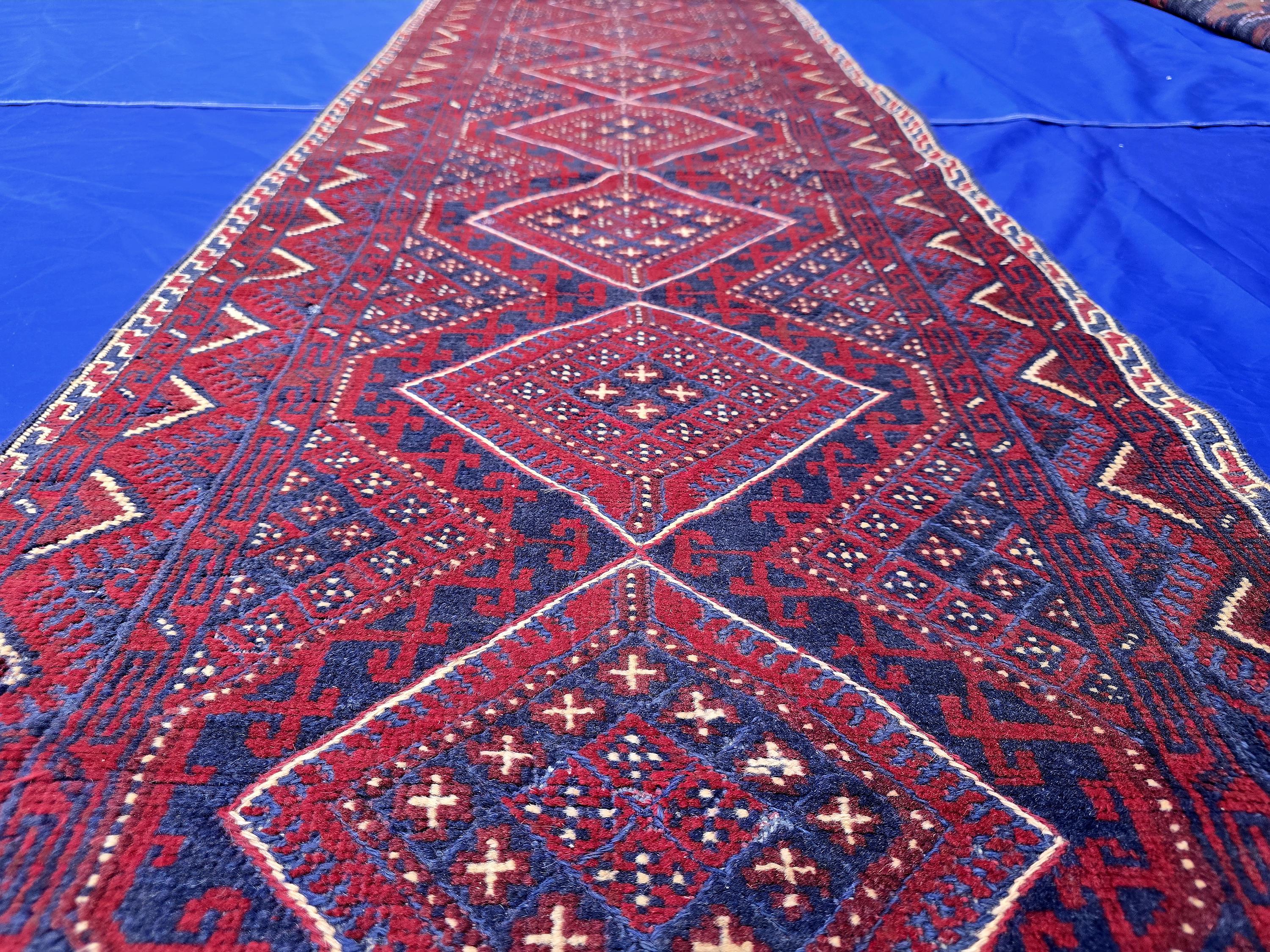 Vintage Afghan Kilim Runner Rug 2x8.5 Ft, Handmade Wool Tribal Runner, Rustic Boho Long Narrow Carpet