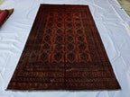 Rust Red Brown Vintage Afghan Area Rug 6.6×9.7 ft, Hand Knotted Wool Oriental Carpet