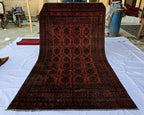 Rust Red Brown Vintage Afghan Area Rug 6.6×9.7 ft, Hand Knotted Wool Oriental Carpet