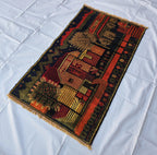 Vintage Afghan Rug 3x5 ft, Handmade Wool Tribal Rug, Abstract Geometric Area Rug
