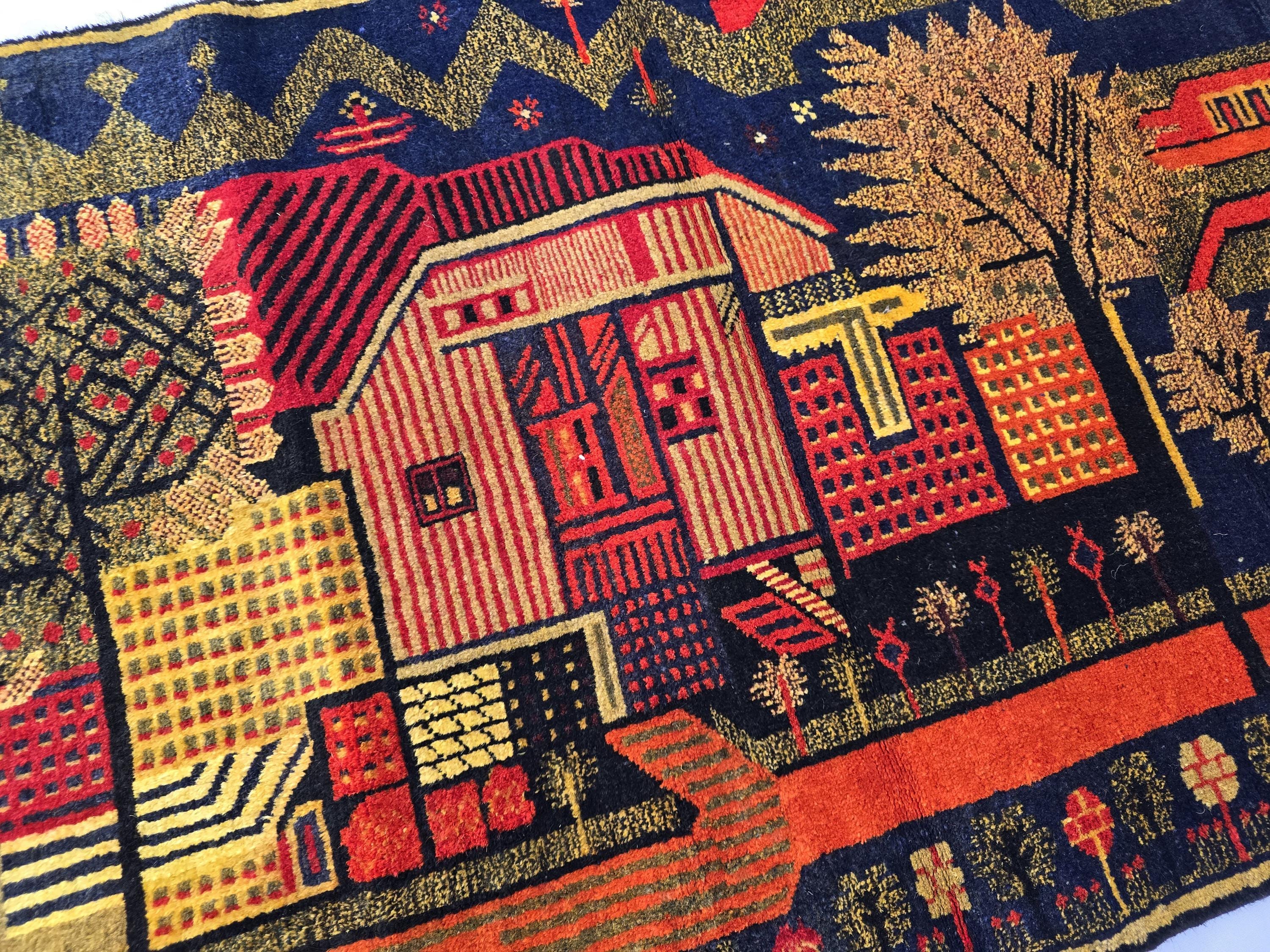 Vintage Afghan Rug 3x5 ft, Handmade Wool Tribal Rug, Abstract Geometric Area Rug