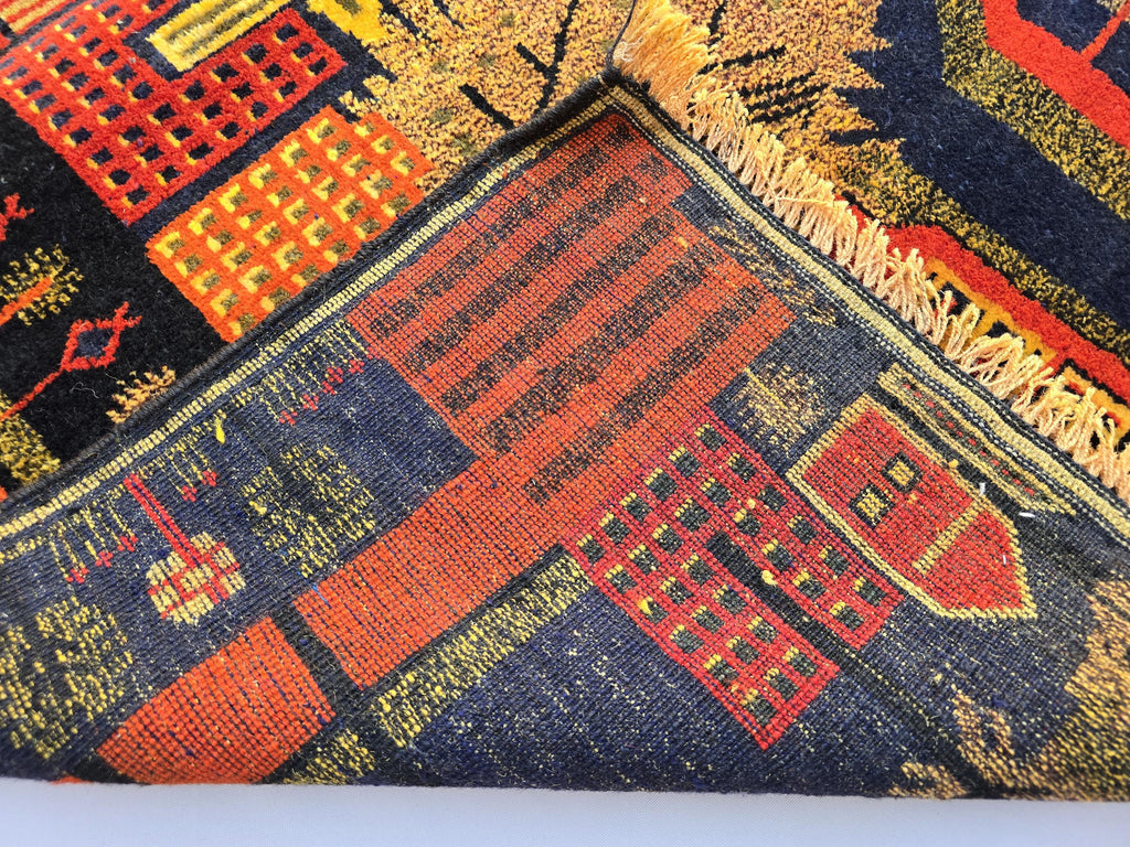 Vintage Afghan Rug 3x5 ft, Handmade Wool Tribal Rug, Abstract Geometric Area Rug