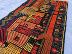 Vintage Afghan Rug 3x5 ft, Handmade Wool Tribal Rug, Abstract Geometric Area Rug