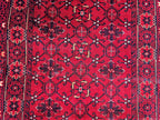 3x13 ft, Handmade Wool Rug, Traditional Tribal Runner, Red Oriental Hallway Rug, Long Narrow Boho Carpet, Geometric Rug