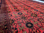 Vintage Afghan Handmade Rug 7x9 ft – Red Black Oriental Wool Area Rug